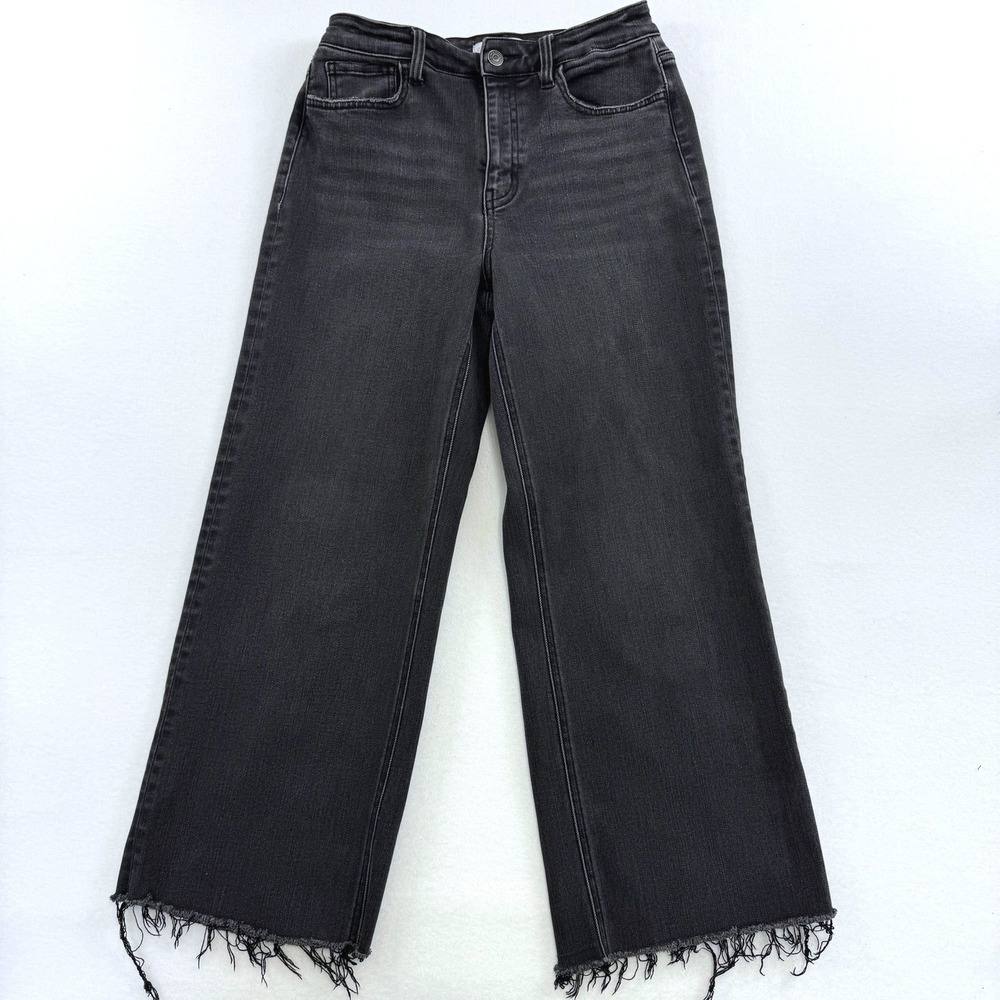 Flying Monkey Womens Wide Leg Jeans Faded Black Raw Hem F5296 Size 28